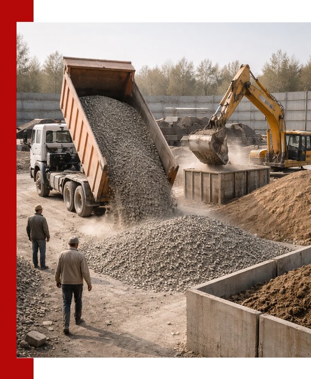 Доставка нерудных материалов с погрузкой и разгрузкой в Омске