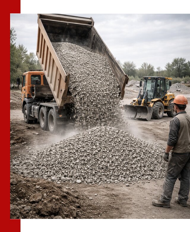 Доставка щебня в Омске крупными и мелкими фракциями