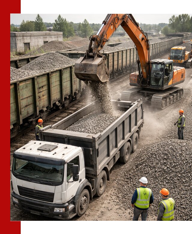 Железнодорожный щебень фракция 25–60 для поставок в Омске