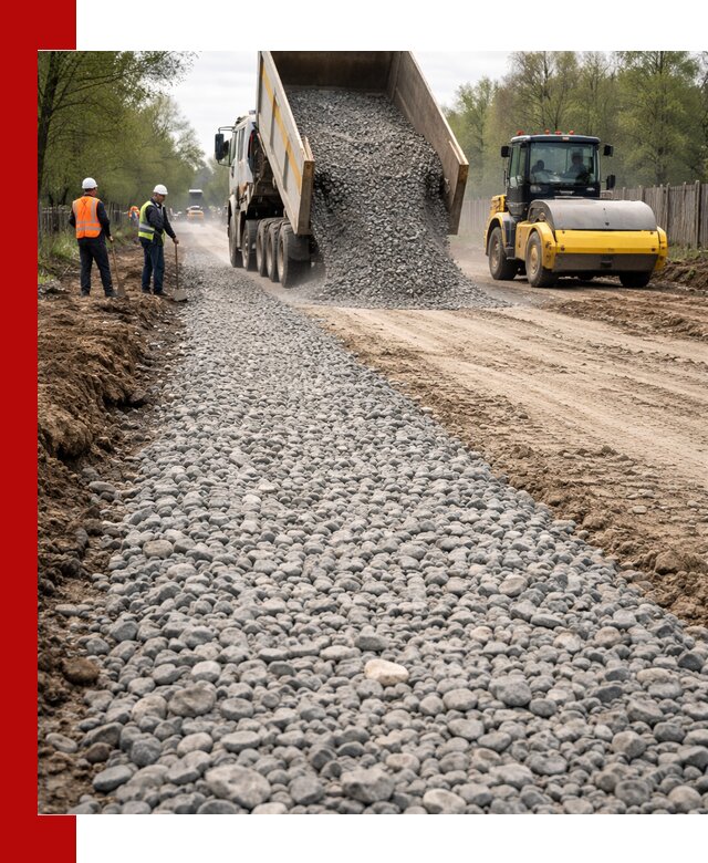 Доставка щебня для отсыпки дорог в Омске высокого качества