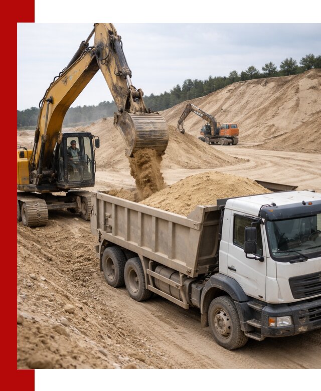 Доставка карьерного песка с самосвалами и разгрузкой в Омске