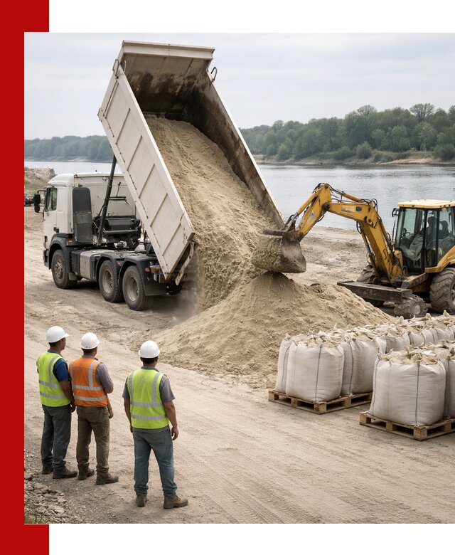Доставка речного песка в Омске самосвалами и погрузкой