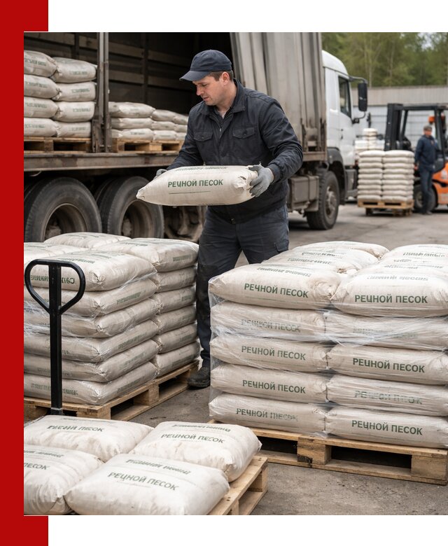 Речной песок в мешках с доставкой в Омске