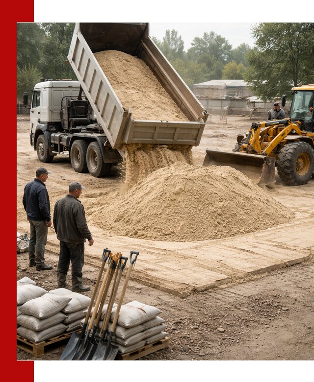 Доставка мытого песка в Омске с самосвалами по выгодной цене