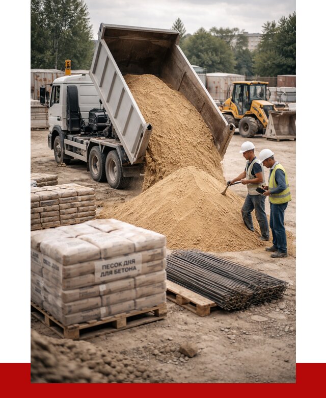 Песок для бетона в Омске от 2592 р. с доставкой, ПРОНЕРУДОмс