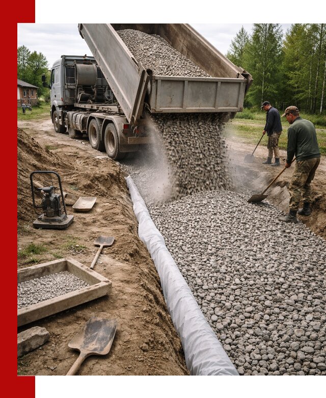 Гравий для дренажа с доставкой в Омске качественный и недорогой