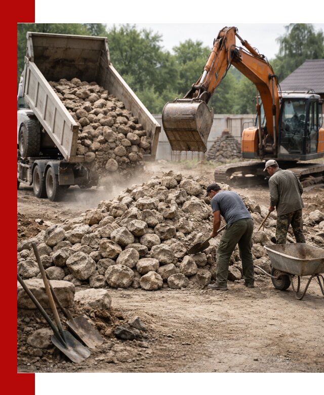 Доставка и разгрузка бутового камня в Омске