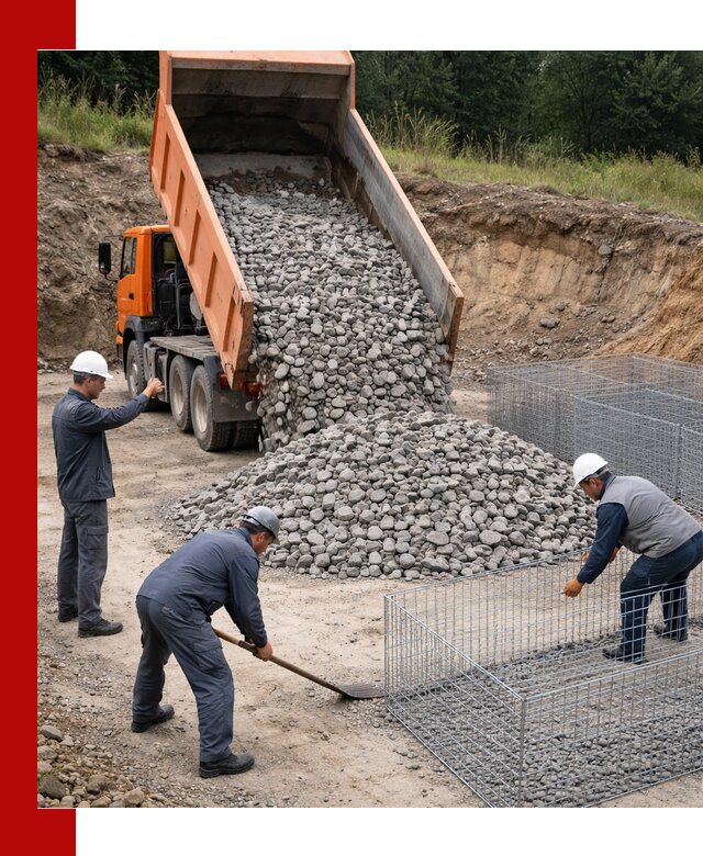 Камень для габионов с доставкой в Омске быстро и надёжно