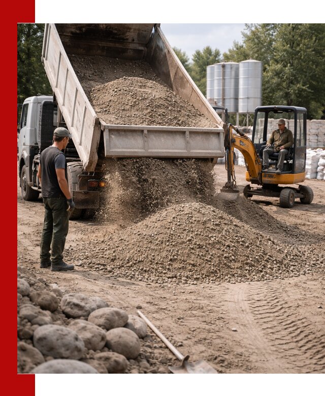 Доставка ПГС С3 в Омске самосвалами и миксерами