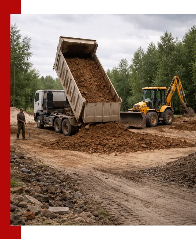 Доставка суглинка самосвалами в Омске подсыпка и планировка