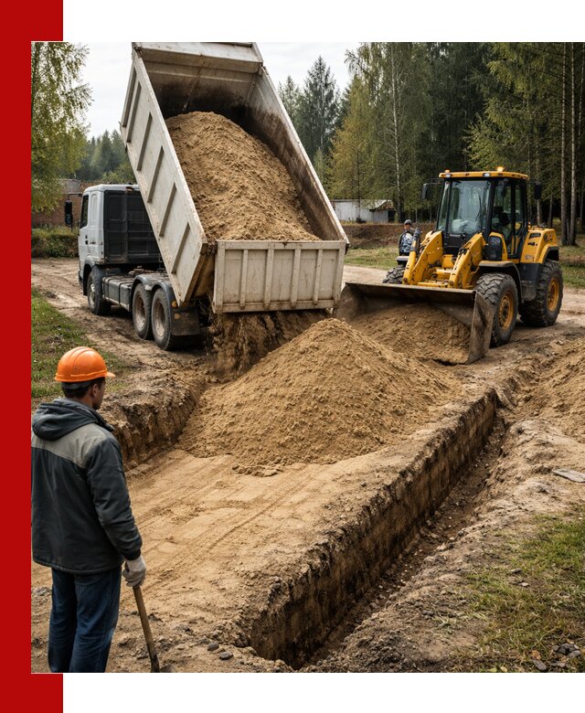 Доставка песчаного грунта в Омске для строительных работ