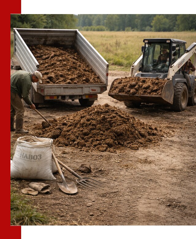 Доставка конского навоза в Омске с разгрузкой и доставкой на объект