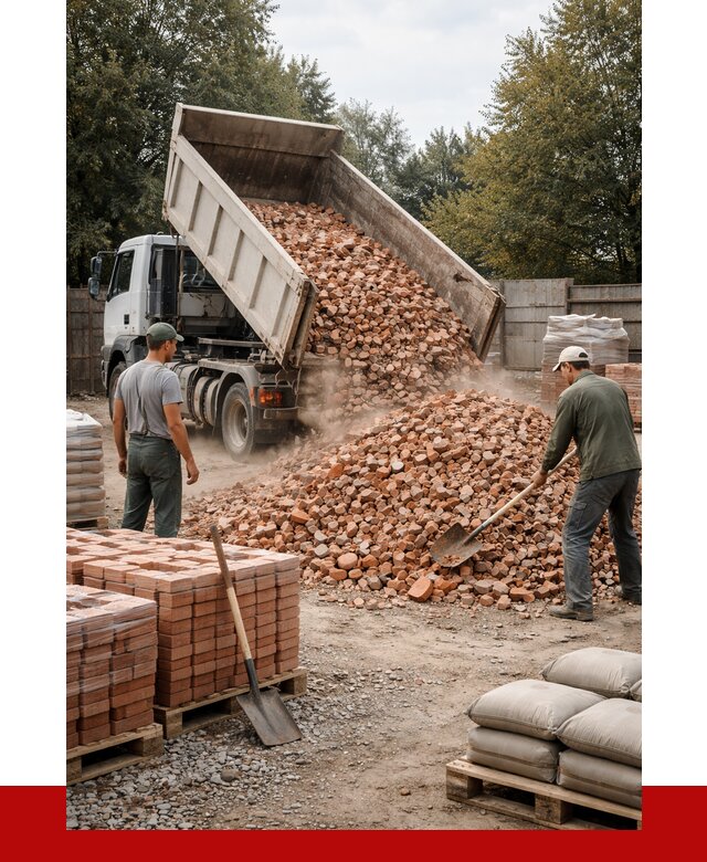 Бой кирпича в Омске с доставкой от 4355 руб/куб | ПРОНЕРУДОмс
