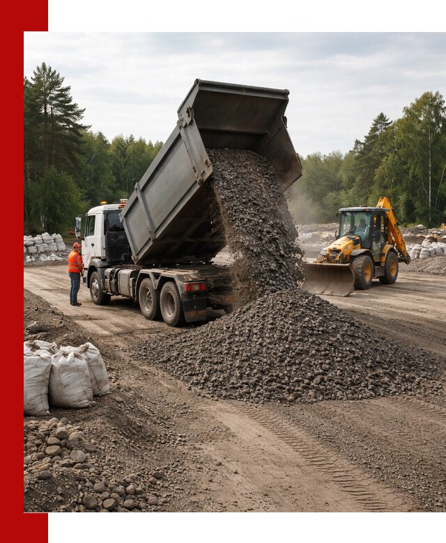 Доставка дробленого асфальта в Омске для дорожных работ