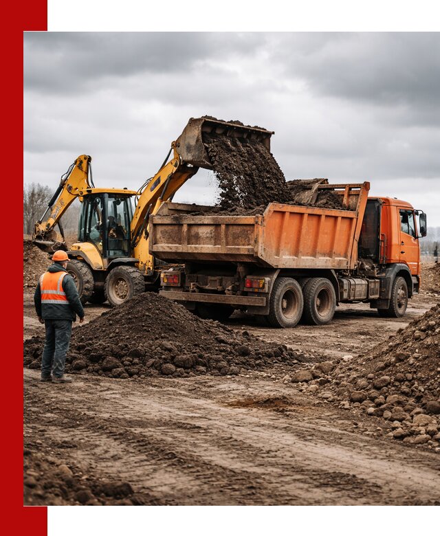 Вывоз грунта и строительного мусора в Омске грузовыми самосвалами