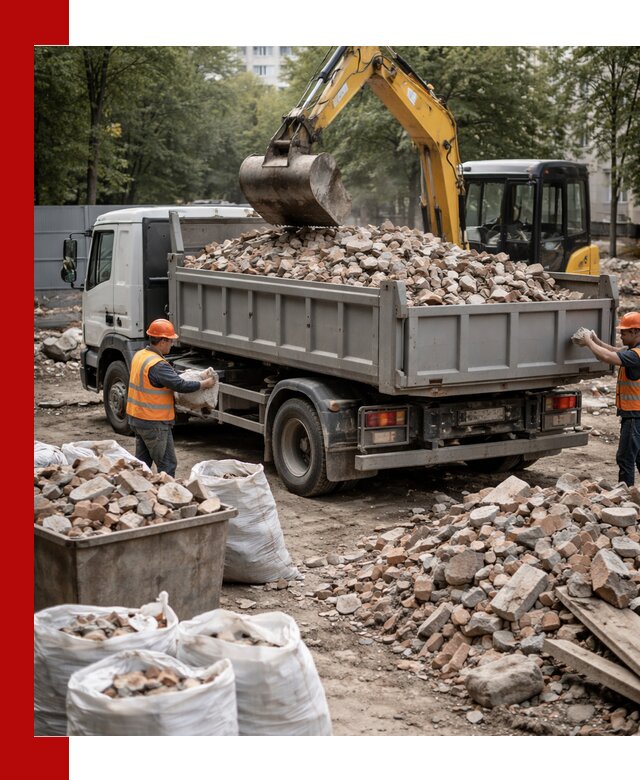 Вывоз строительного мусора в Омске с самосвалами и контейнерами