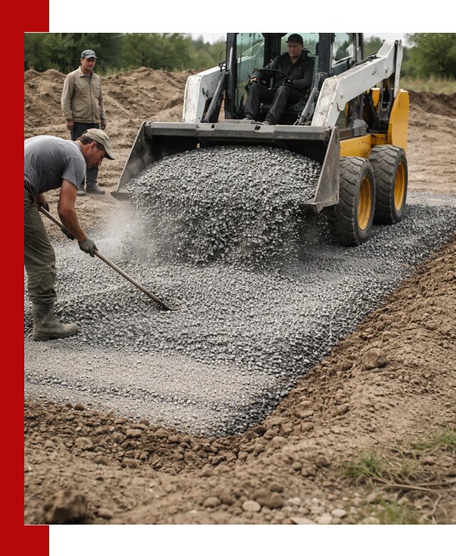 Устройство щебеночной подушки в Омске для дорог и фундаментов